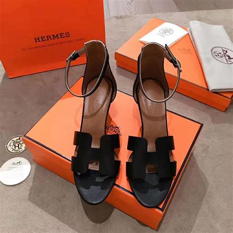 hermes black heels